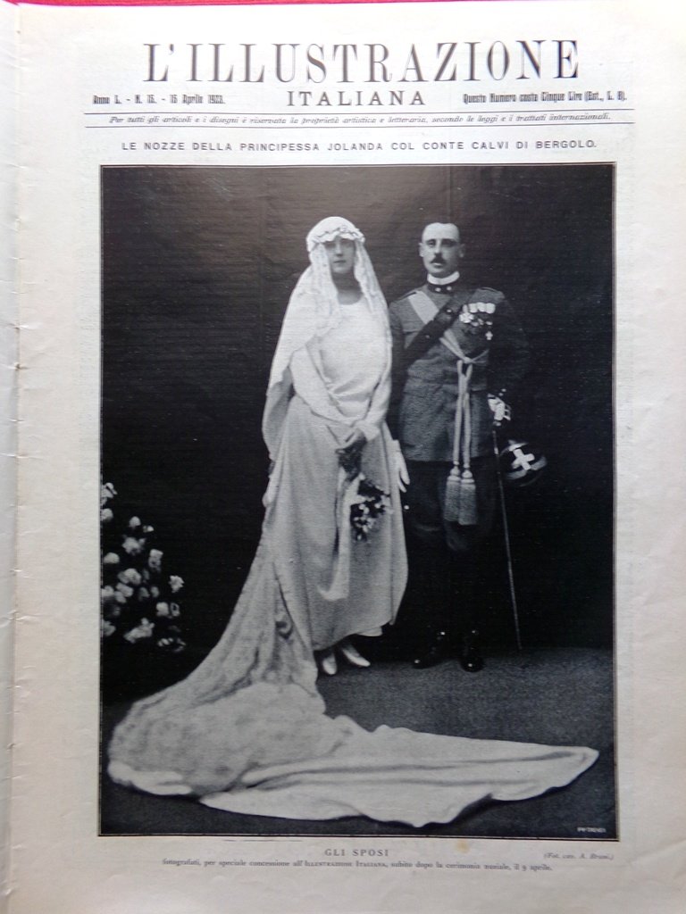 L'Illustrazione Italiana 15 Aprile 1923 Nozze Reali di Jolanda Bergolo …