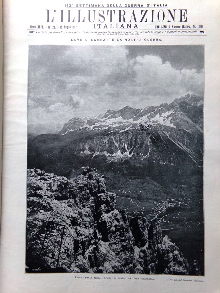L'Illustrazione Italiana 15 Luglio 1917 WW1 Tofana Doberdò Telegrafia Francesi