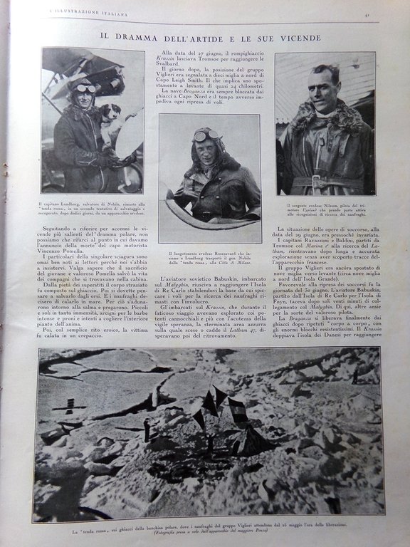 L'Illustrazione Italiana 15 Luglio 1928 Ferrarin Del Prete Aviazione Artide …