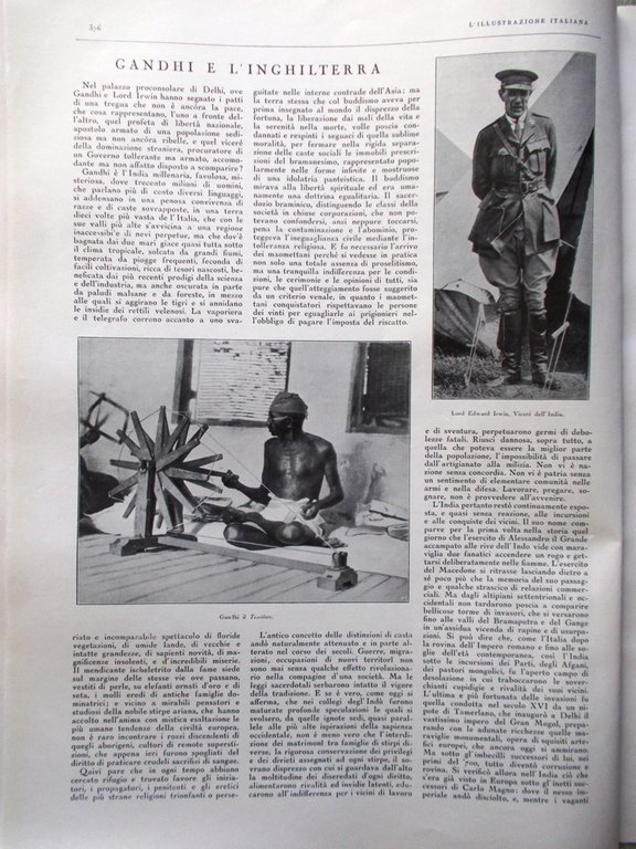 L'illustrazione Italiana 15 Marzo 1931 Gandhi Inghilterra Mascagni Nazario Sauro