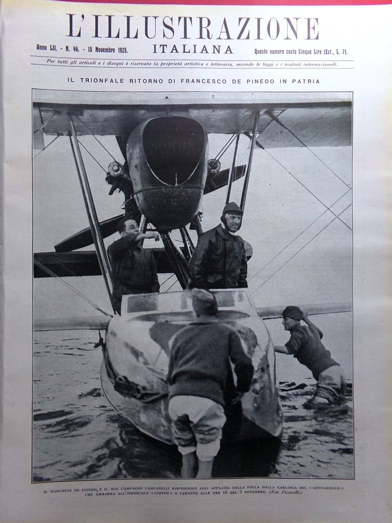 L'Illustrazione Italiana 15 Novembre 1925 De Pinedo Monte Paschi Mussolini … | Immagine principale