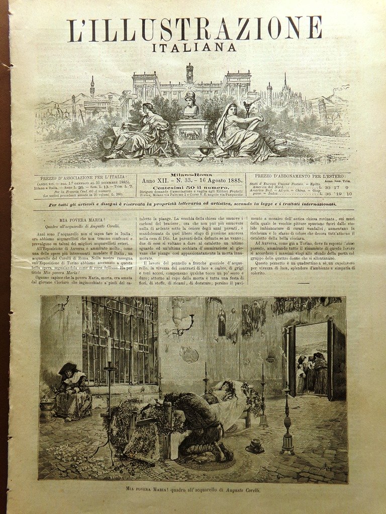 L'Illustrazione Italiana 16 Agosto 1885 Gaudenzio Ferrari Marocco Villa Borghese