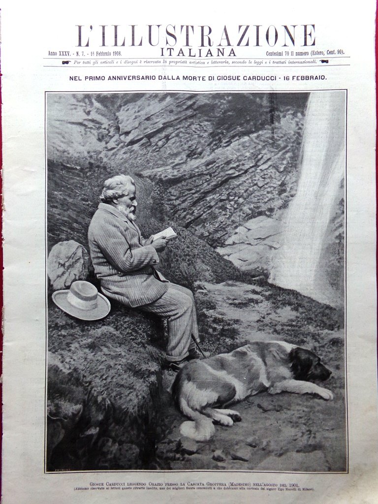 L'Illustrazione Italiana 16 Febbraio 1908 Regicidio di Lisbona Carducci Bocconi | Immagine principale