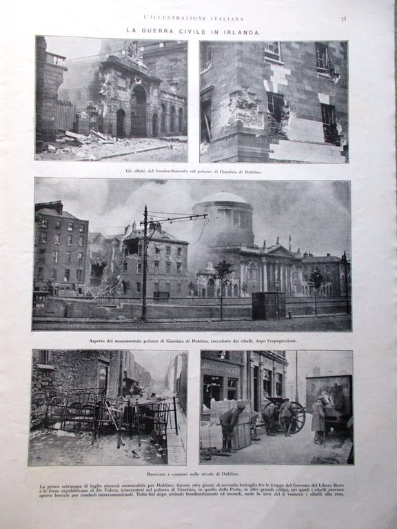 L'Illustrazione Italiana 16 Luglio 1922 Guerra Civile Irlanda Betrone De …