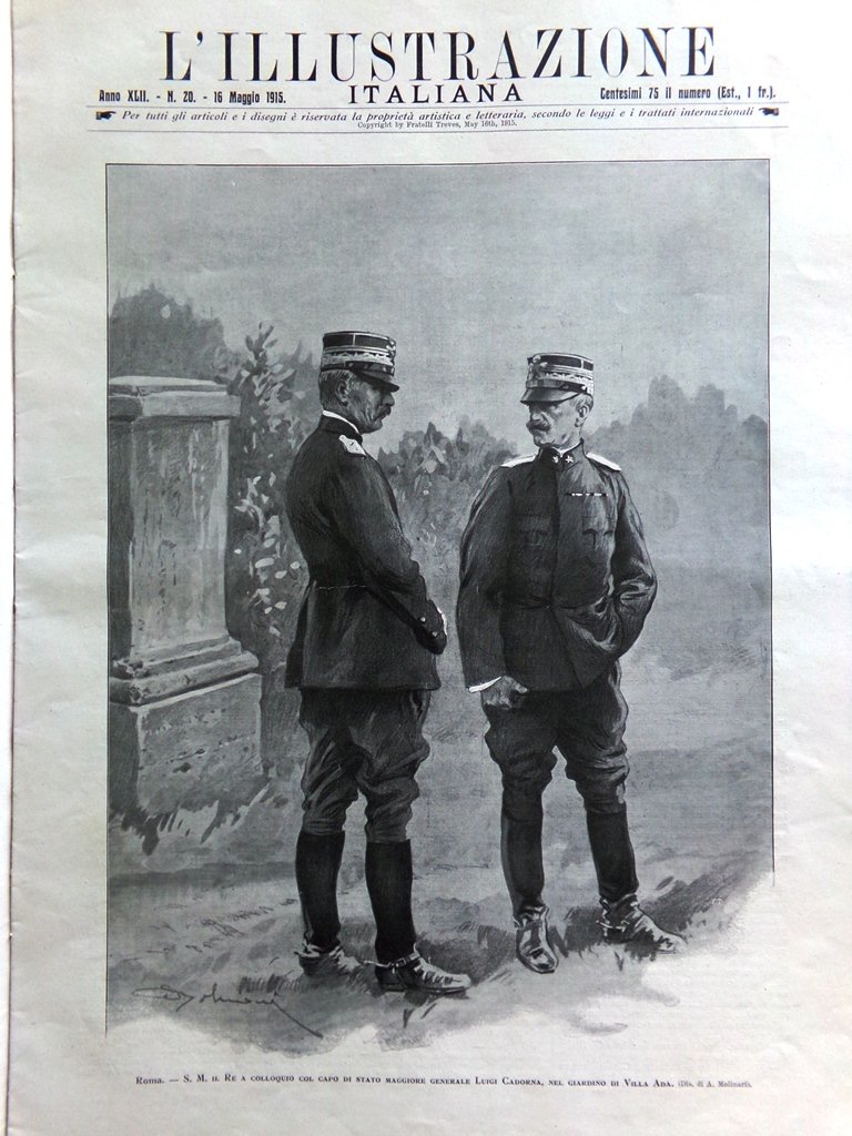 L'Illustrazione Italiana 16 Maggio 1915 WW1 Lusitania D'Annunzio a Genova …