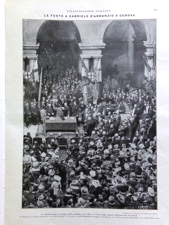 L'Illustrazione Italiana 16 Maggio 1915 WW1 Lusitania D'Annunzio a Genova …