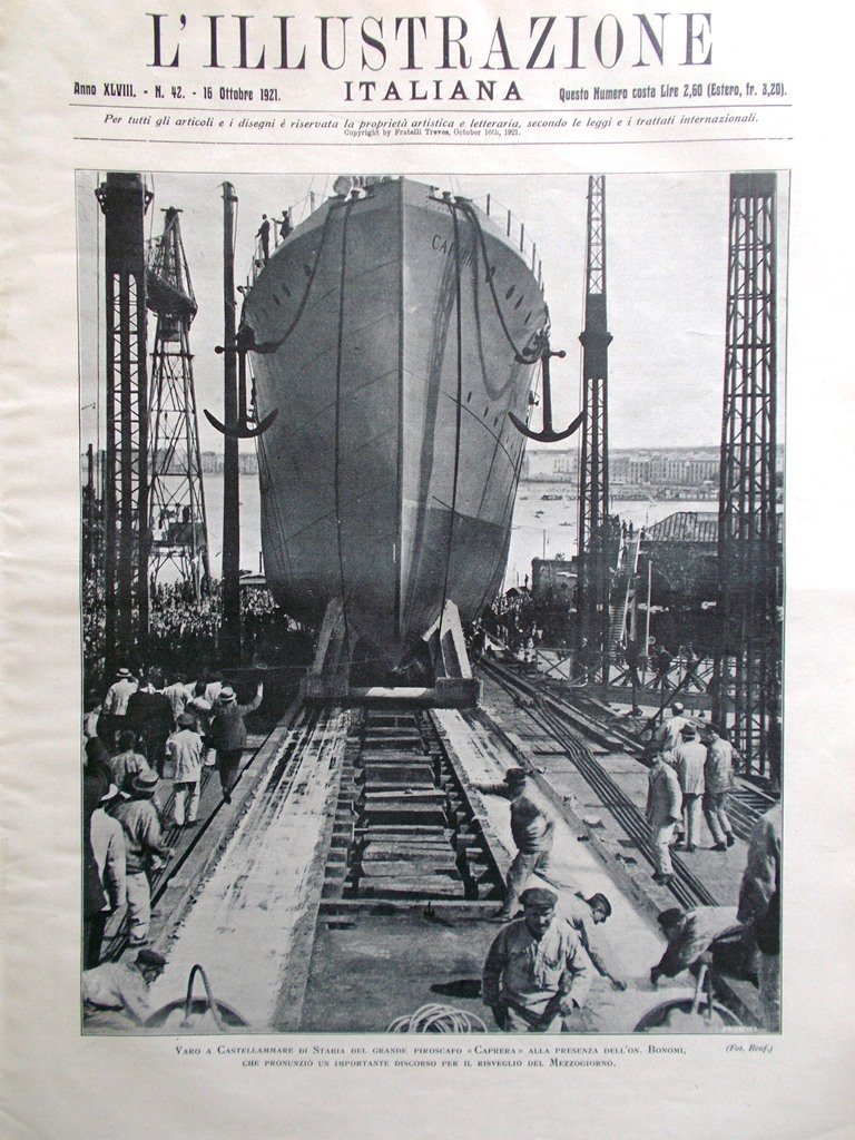 L'Illustrazione Italiana 16 Ottobre 1921 Nazario Sauro Laguna Venezia Barge …