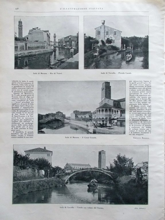 L'Illustrazione Italiana 16 Ottobre 1921 Nazario Sauro Laguna Venezia Barge …