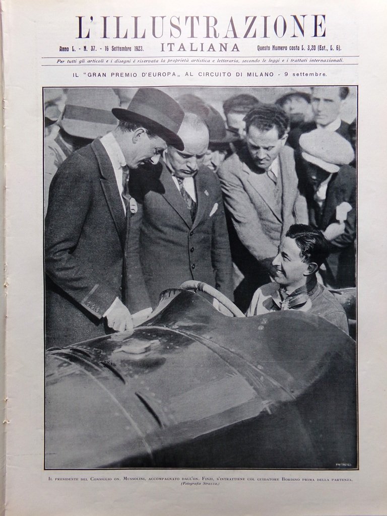 L'Illustrazione Italiana 16 Settembre 1923 Circuito Milano Canzone Napoli Aosta