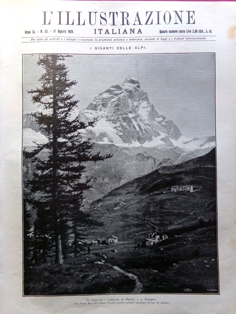 L'Illustrazione Italiana 17 Agosto 1924 Cervino Villa Valmarana Pale Castrozza | Immagine principale