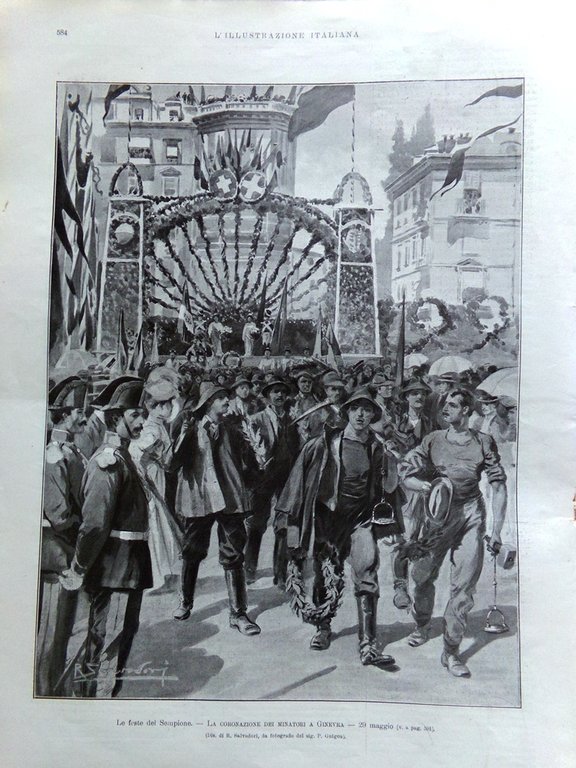 L'Illustrazione Italiana 17 Giugno 1906 Pompieri Milano Editori Feste Sempione