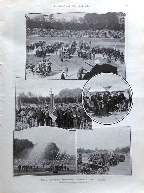 L'Illustrazione Italiana 17 Giugno 1906 Pompieri Milano Editori Feste Sempione