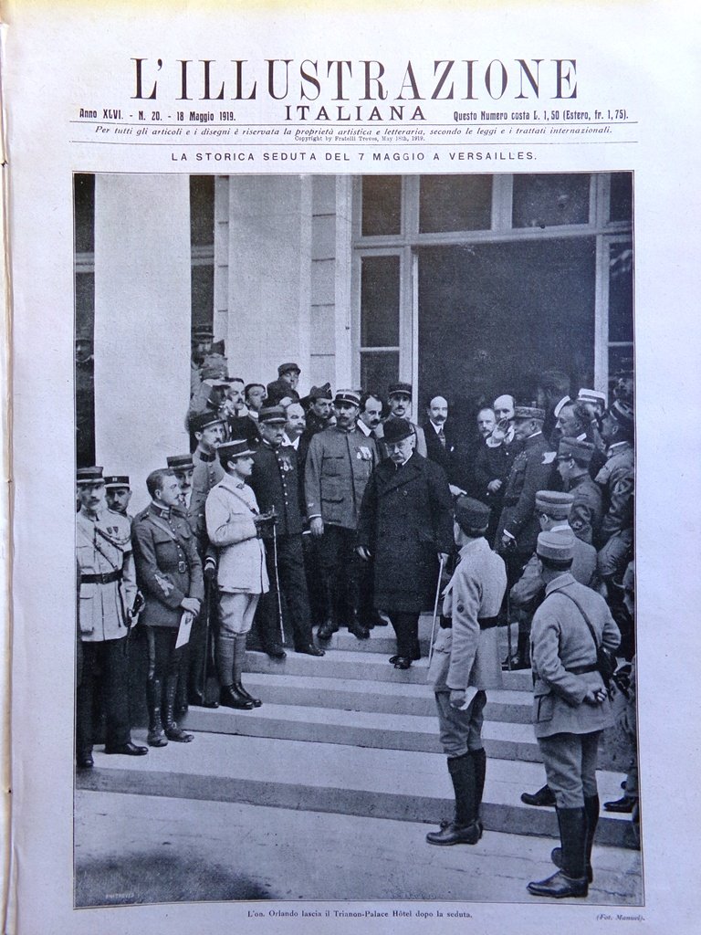 L'Illustrazione Italiana 17 Maggio 1919 Versailles Romanelli Paradiso d'Annunzio