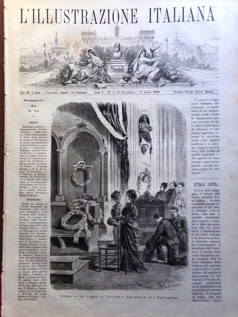 L'Illustrazione Italiana 17 Marzo 1878 Assalto Kars Sclopis Venezia Giarrettiera