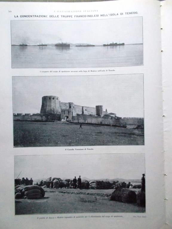 L'illustrazione Italiana 18 Aprile 1915 WW1 Tenedo Carpazi Loeffler Bracco …