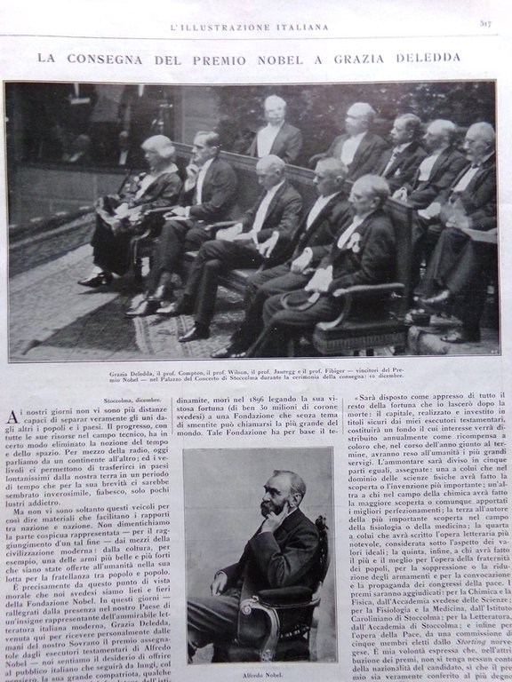 L'Illustrazione Italiana 18 Dicembre 1927 Nobel Deledda Augustus Scotto Gorizia