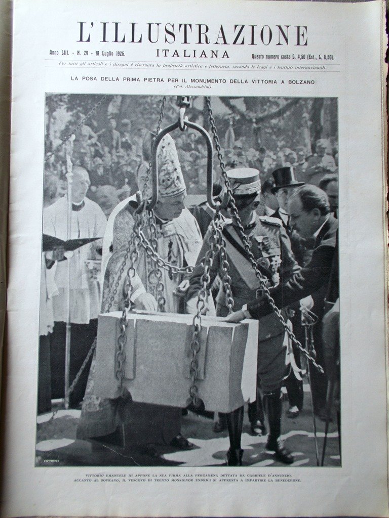 L'Illustrazione Italiana 18 Luglio 1926 Congresso Chicago Battisti Bolzano Ostia | Immagine principale