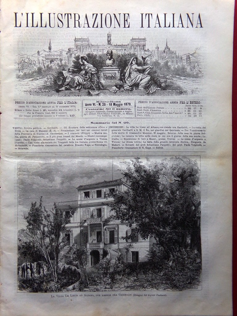 L'Illustrazione Italiana 18 Maggio 1879 Albano Garibaldi Manzoni Volpicelli Tori | Immagine principale