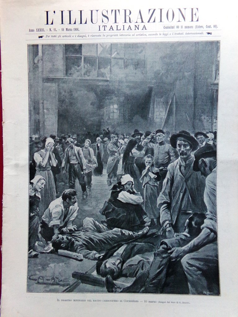 L'Illustrazione Italiana 18 Marzo 1906 Catastrofe Courrières Mura Napoli Cattaro