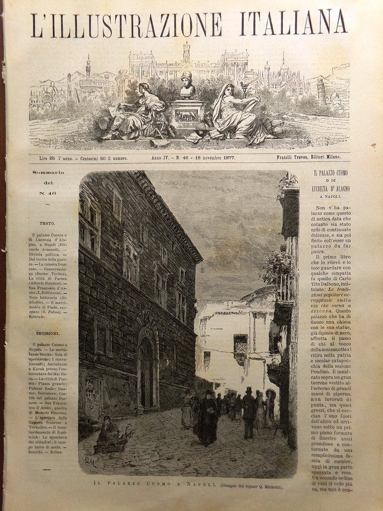 L'Illustrazione Italiana 18 Novembre 1877 Napoli Ambulanza Duomo di Parma …