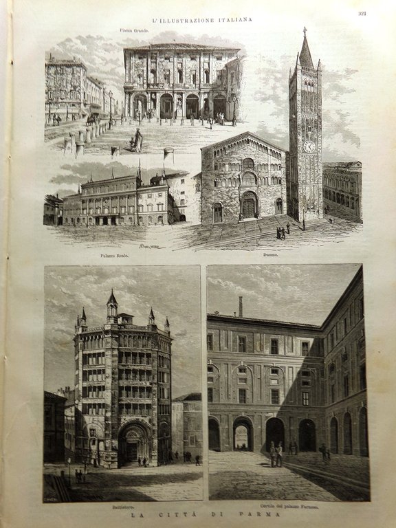 L'Illustrazione Italiana 18 Novembre 1877 Napoli Ambulanza Duomo di Parma …