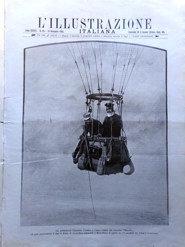 L'Illustrazione Italiana 18 Novembre 1906 Schio Catania Murano Pallone Loreburn
