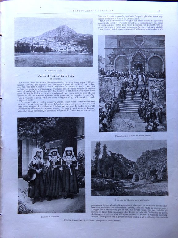 L'illustrazione Italiana 19 Dicembre 1897 Alfedena Uragano Golfo Napoli Brioschi