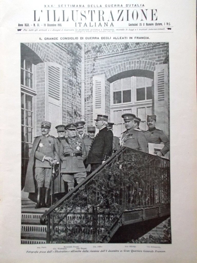 L'illustrazione Italiana 19 Dicembre 1915 WW1 Consiglio Guerra Tofano Kitchener