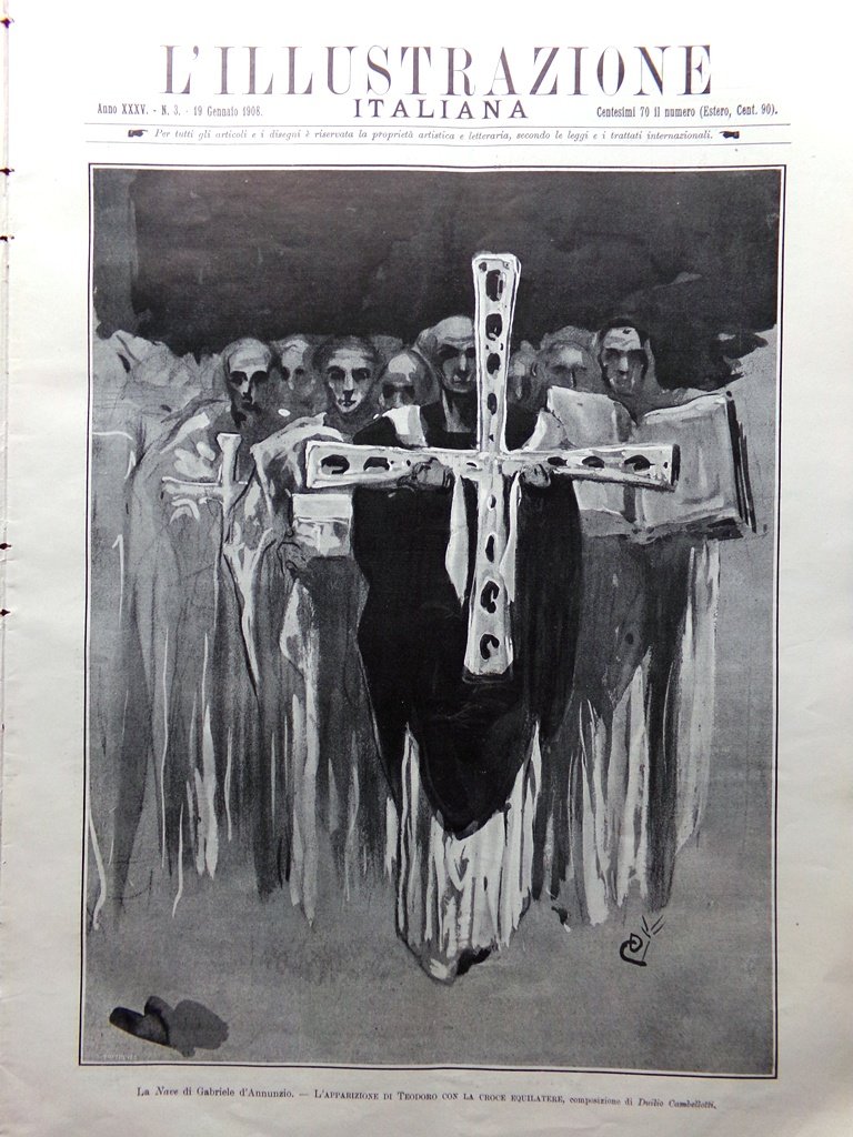 L'Illustrazione Italiana 19 Gennaio 1908 La Nave di Gabriele d'Annunzio … | Immagine principale