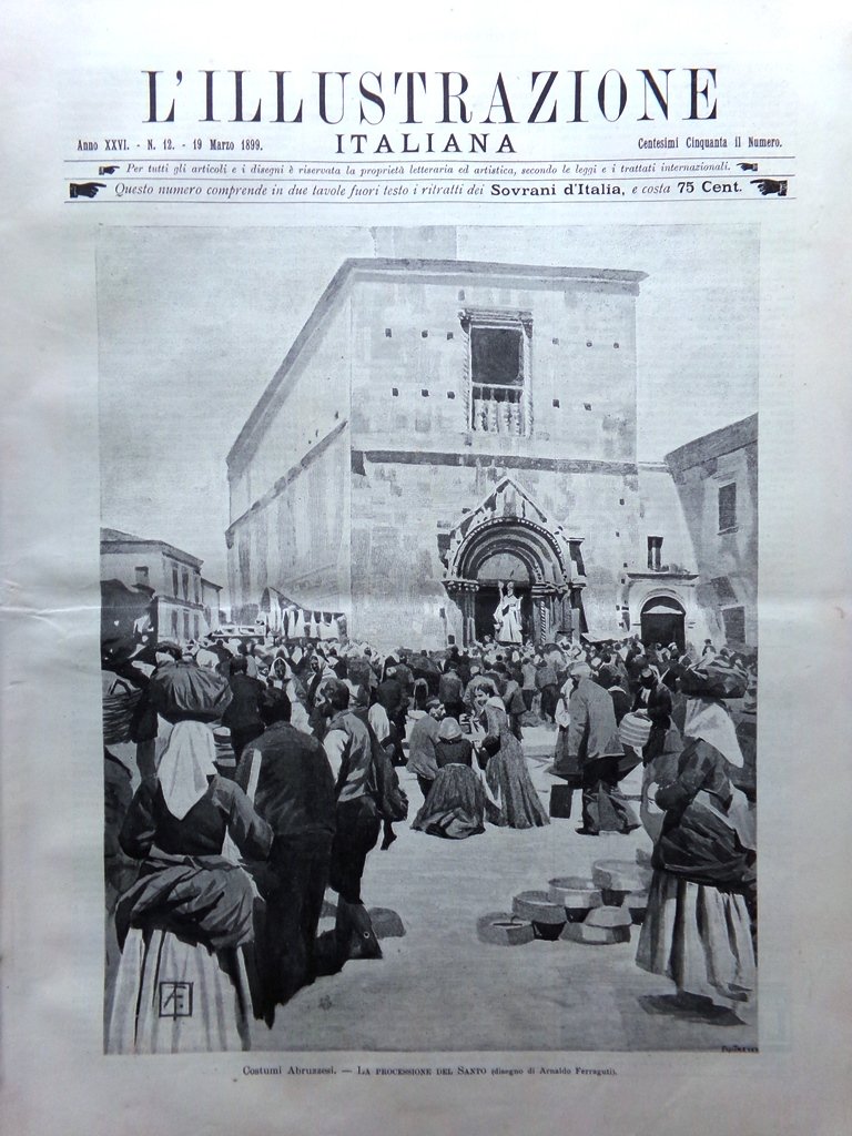 L'Illustrazione Italiana 19 Marzo 1899 Processione Santo Abruzzo Diga Nilo …