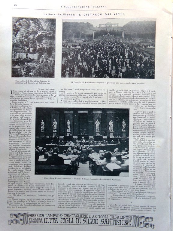 L'Illustrazione Italiana 19 Ottobre 1919 Recupero Leonardo Vinci Andreev Vienna