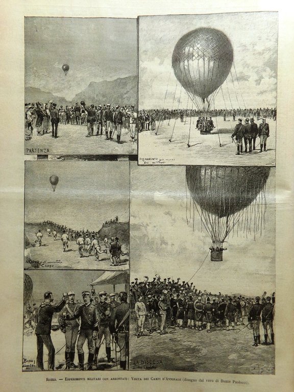 L'Illustrazione Italiana 2 Agosto 1885 Ulysses Grant Aerostati Tangeri Morosini