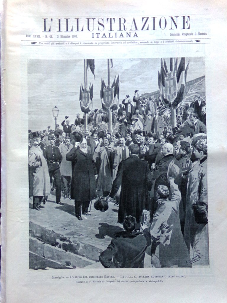L'Illustrazione Italiana 2 Dicembre 1900 Kruger a Marsiglia Leoncavallo D'Ancona