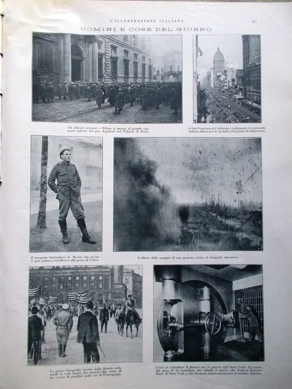 L'Illustrazione Italiana 2 Dicembre 1917 WW1 Fagarè di Piave Lenin …