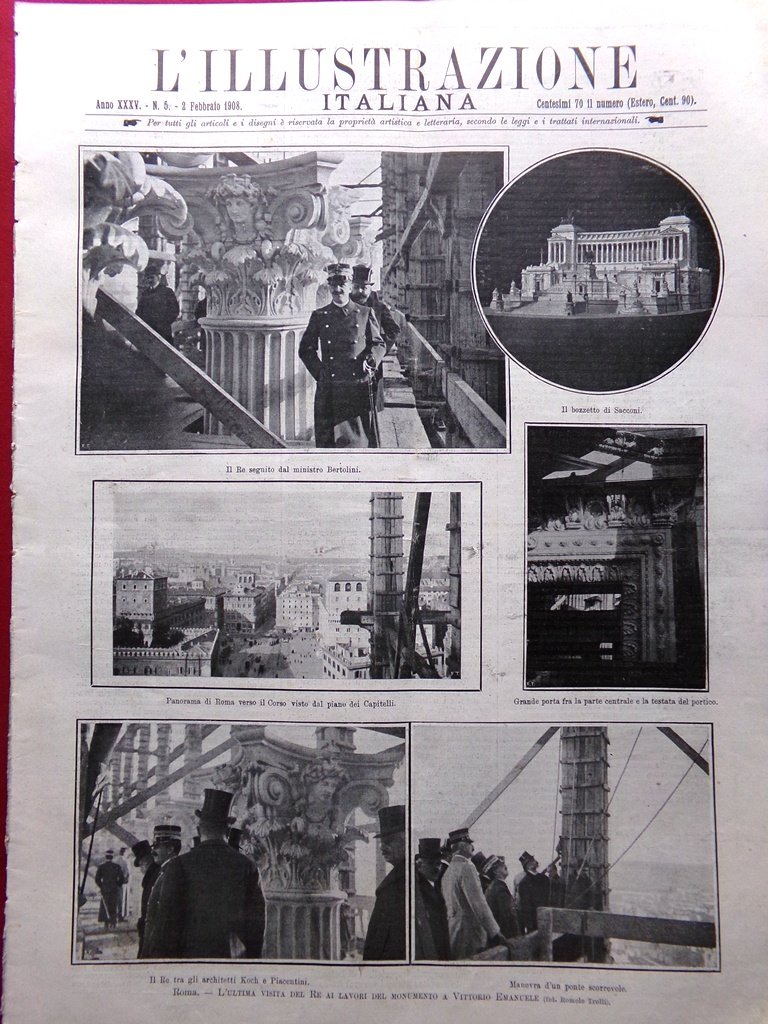 L'Illustrazione Italiana 2 Febbraio 1908 Processo Thaw Canova Cuore di … | Immagine principale