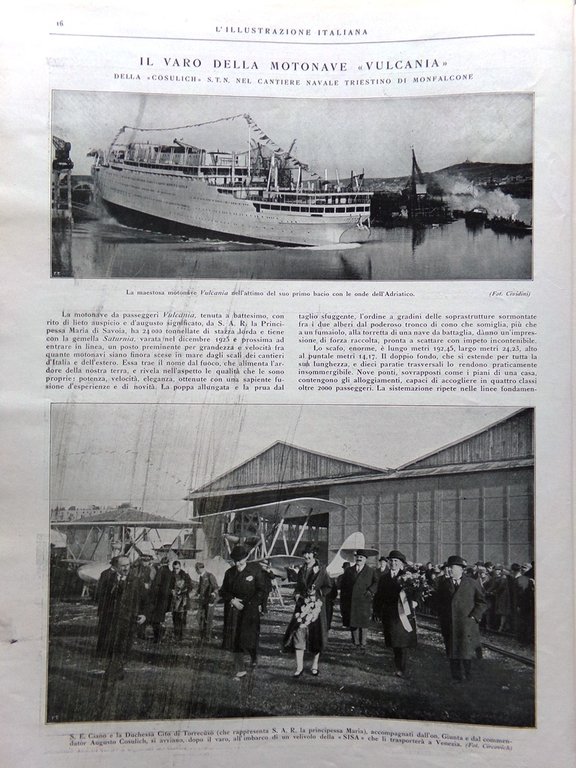 L'Illustrazione Italiana 2 Gennaio 1927 Podestà Morte Mikado Vulcania Lovatelli