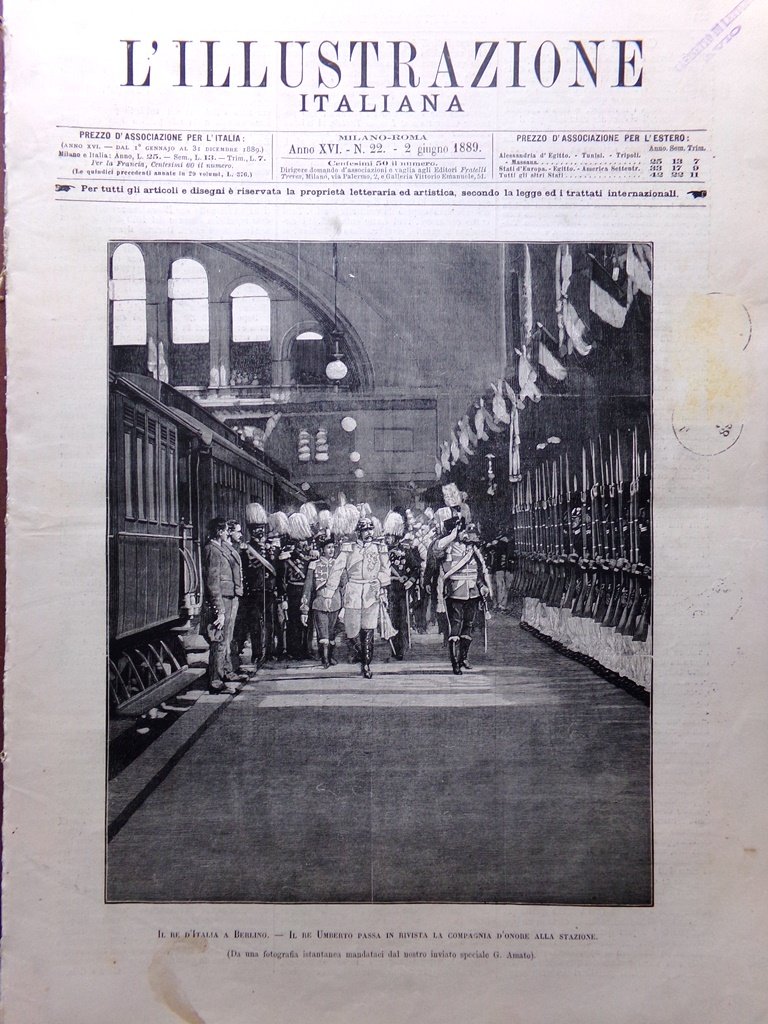 L'Illustrazione Italiana 2 Giugno 1889 Re Italia Berlino Disordini Milano …