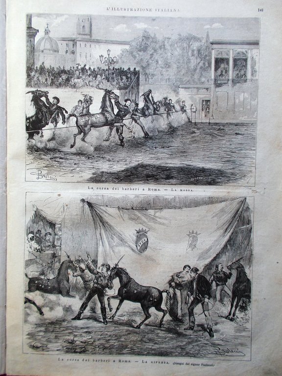 L'Illustrazione Italiana 2 Marzo 1879 Corsa Barberi Maometto II Pagliano …