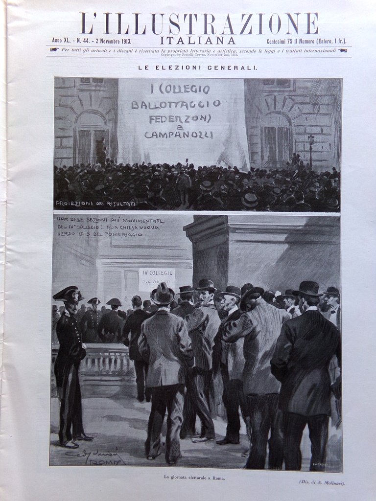L'Illustrazione Italiana 2 Novembre 1913 Elezioni Necropoli Etrusche Zeppelin L2