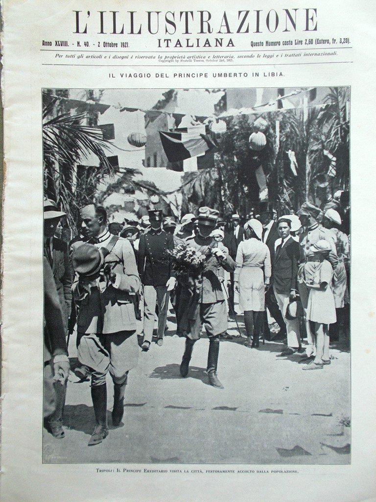 L'Illustrazione Italiana 2 Ottobre 1921 Nazario Sauro Terremoto Eritrea Nazzaro