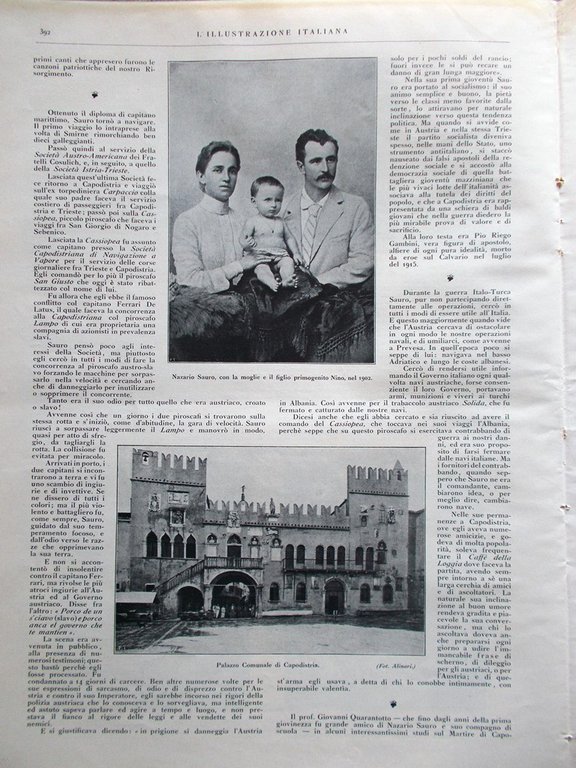 L'Illustrazione Italiana 2 Ottobre 1921 Nazario Sauro Terremoto Eritrea Nazzaro