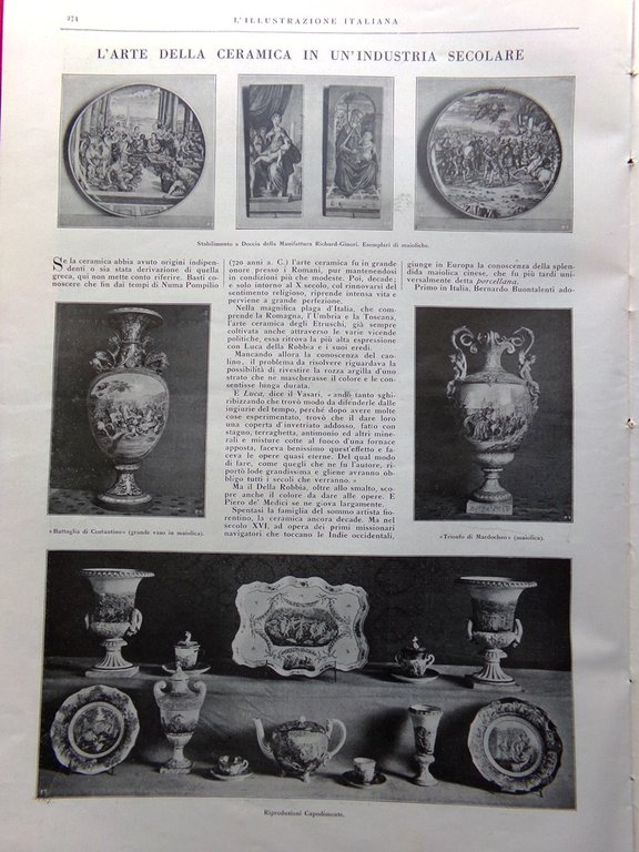 L'Illustrazione Italiana 2 Ottobre 1927 Coppa Schneider Pirano Saturnia Ceramica