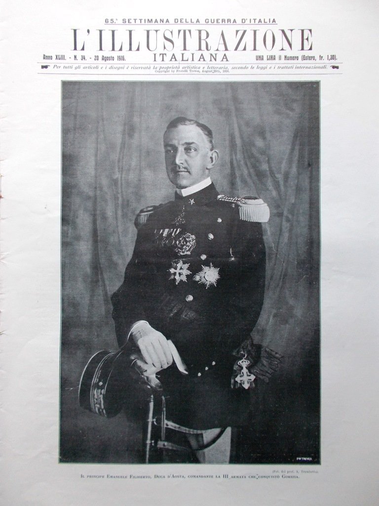L'illustrazione Italiana 20 Agosto 1916 WW1 Conquista di Gorizia Gozzano …