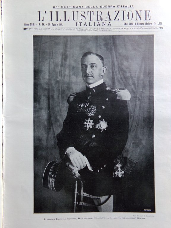 L'illustrazione Italiana 20 Agosto 1916 WW1 Conquista di Gorizia Gozzano …