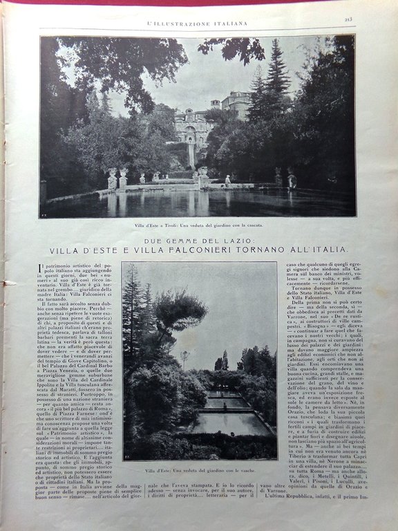 L'Illustrazione Italiana 20 Agosto 1922 Villa d'Este Falconieri Ortler Lussino | Immagine Gallery 3