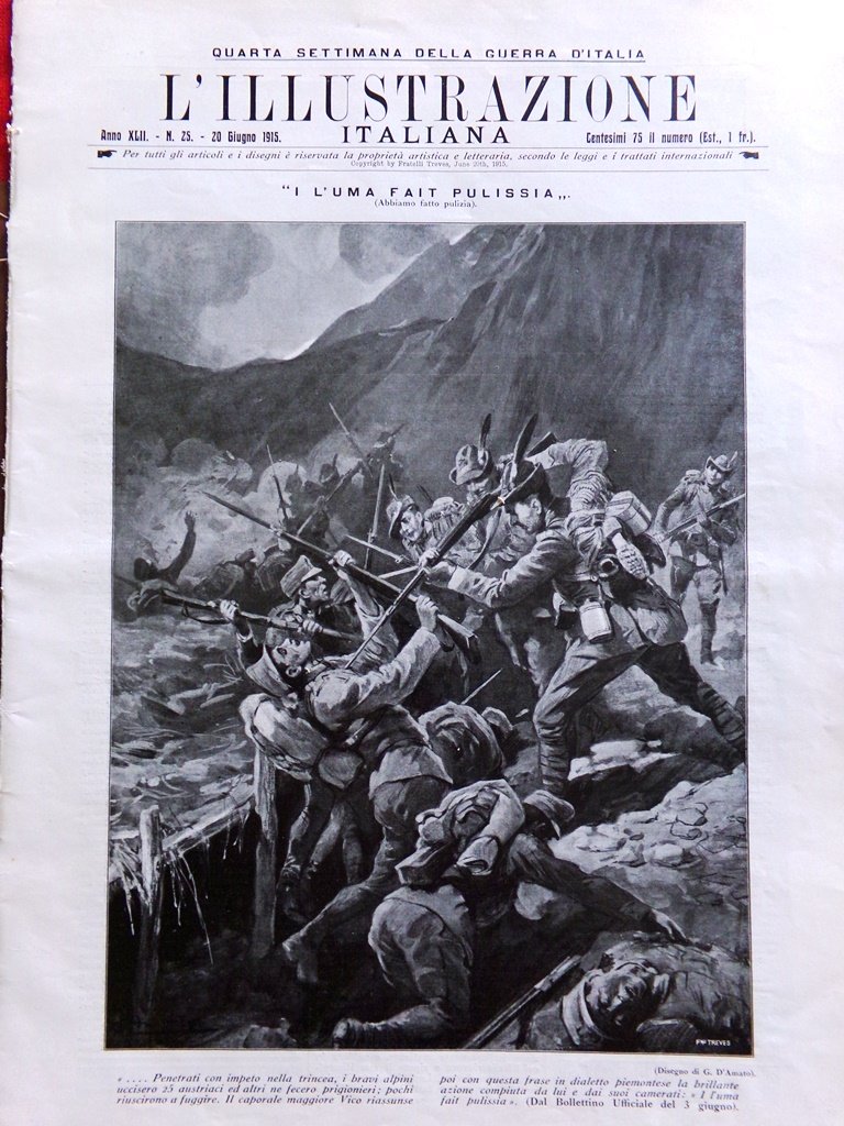 L'illustrazione Italiana 20 Giugno 1915 WW1 Grado Tolmino Ala Cortina …