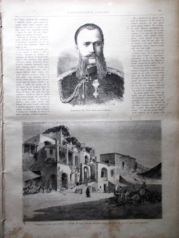 L'Illustrazione Italiana 20 Marzo 1881 Terremoto di Casamicciola Alessandro II