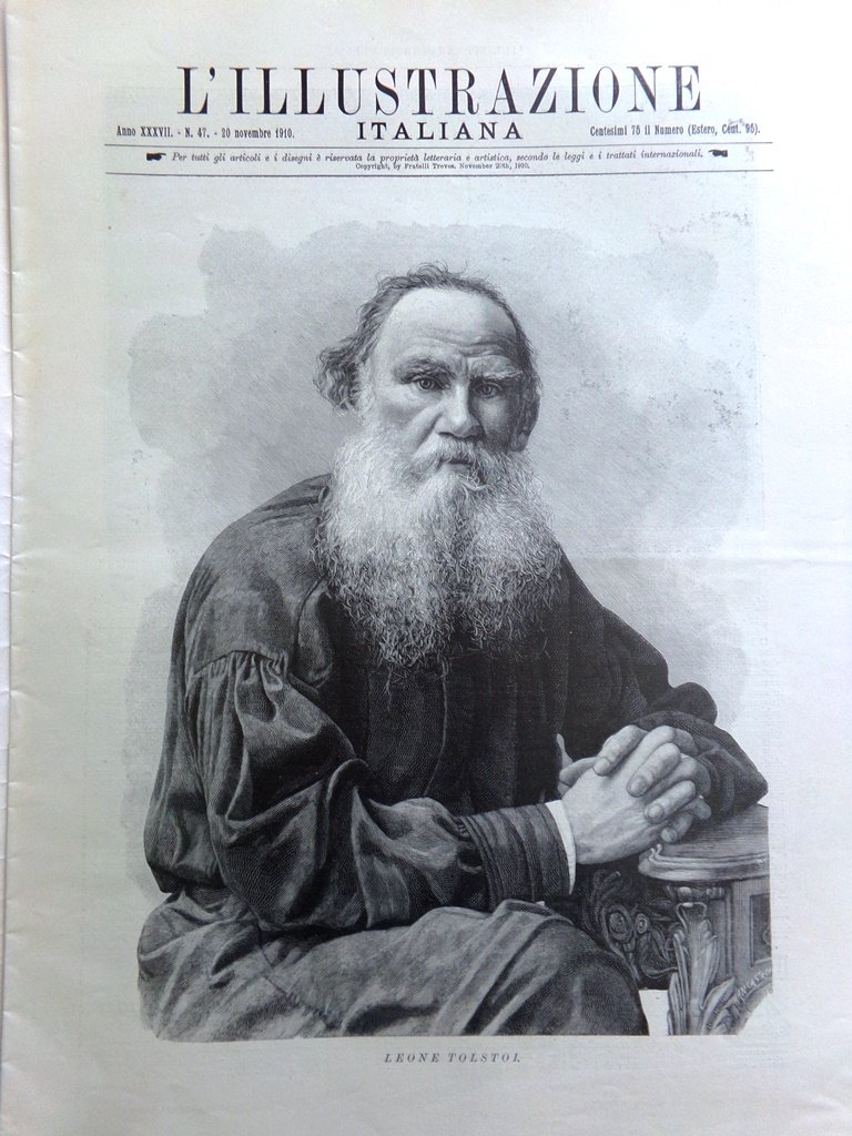 L'Illustrazione Italiana 20 Novembre 1910 Morte di Lev Tolstoj Fogazzaro …