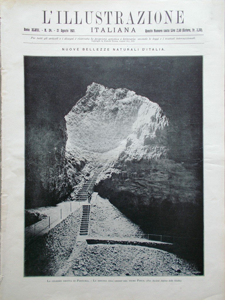 L'Illustrazione Italiana 21 Agosto 1921 Grotte di Postumia Isola Lagosta …