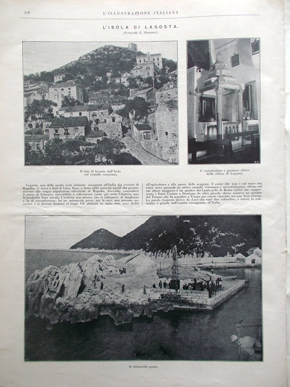 L'Illustrazione Italiana 21 Agosto 1921 Grotte di Postumia Isola Lagosta …